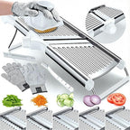 Gramercy Adjustable Mandoline Food Slicer, Mandoline Slicer for Kitchen, Mandolin, Potato, Tomato, Carrot, Vegetable, Fruit and Onion Cutter - Stainless Steel - INCLUDING 1 Pair Cut-Resistant Gloves
