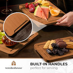 Wooden Cutting Boards for Kitchen, Wood Cutting Board - Bamboo Cutting Board Set of 3 with Holder, Dark Color, Durable & Eco-Friendly, Perfect for Chopping, Serving, and Food Prep.