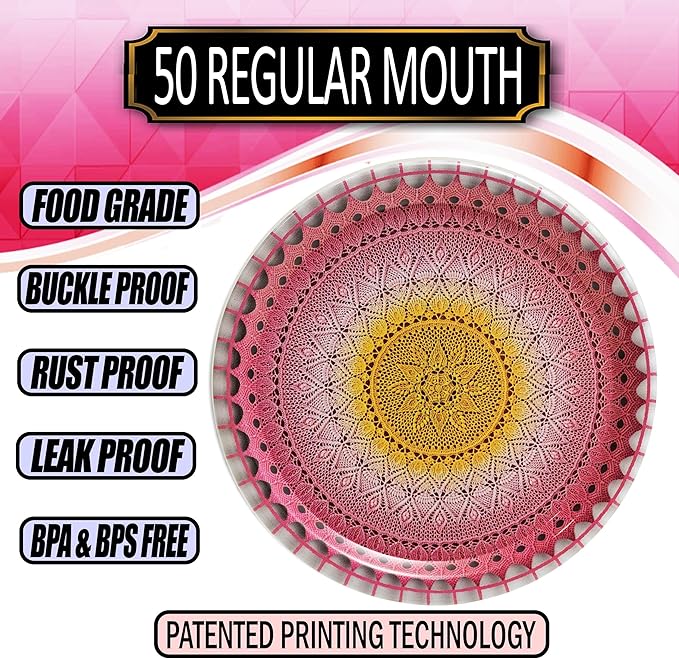 Supa Ant Thickest Canning Lids Regular Mouth (50 Pcs)Food Grade Tin Can Lids for Canned Food-Buckle Proof & Rust Proof Lid for Canning Kit for Regular Mouth Mason Jars(Knitted Crochet)Canning Supplies