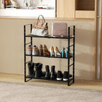 Expandable Spice Rack, Stackable Metal Pantry Storage Shelves Stand, Adjustable Height Cabinet Shelf Organizer Racks(3PACKS/BLACK,LARGE)