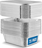 PLASTICPRO 25 Pack Aluminum Pans 8'' X 10" Disposable Pans with Covers Heavy Duty 5 lb Foil Pans for Baking and Cooking