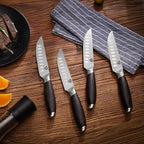 WILDMOK 5 Inch Steak Knives Set of 4, Ultra Sharp Steak Knives Kitchen Knives Set, German Stainless Steel Steak Knife Set Black Pakkawood Handle with Gift Box