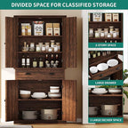YITAHOME 72'' Tall Kitchen Pantry Cabinets, Farmhouse Storage Cabinets with Barn Doors, Drawer ＆ Adjustable Shelves, Rustic Wood Cupboard for Dining Room, Living Room, Dark Rustic