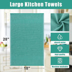Homaxy Premium Kitchen Towels(18”x 28”, 6 Pack), Large Cotton Kitchen Hand Towels, Flat and Terry Dish Towels, 380 GSM Highly Absorbent Tea Towel Set with Hanging Loop, Grey/Green/Khaki