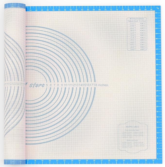 28 * 20 inches Blue, Non-Slip Silicone Baking Sheets - Baking Mat with 0.7mm Thickness - Non-Stick Pastry & Cookie Mat for Kitchen Counter for Rolling Out Dough with Measurements.