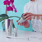 Professional Bartender Kit Cocktail Shaker Set by Toncini | Bartending Tools & Accessories | Stainless Steel Martini Shaker, Strainer, Jigger, Pourers, Muddler, Mixing Spoon, Recipe Book & Velvet Bag