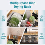 MAJALiS Sink Dish Drying Rack - Use for Countertops & in-Sinks & Over-Sink, Stainless Steel Dish Drainers for Kitchen Counter, Inside Sink Dish Dryer Racks, 10.4''W x 15.5''~23.5''L, Silver