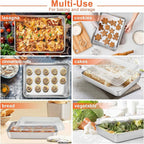 Herogo Cake Pan with Lid, 9 X 12 Inch Rectangle Stainless Steel Lasagna Baking Pan Deep, for Brownies Casseroles Cakes, Dishwasher Safe