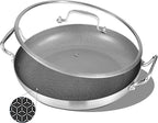 Inqibee 13-Incn Hybrid Tri-Ply Stainless Steel Ceramic Non Stick Paella Pan with Lid,Griddle,Large Skillet,Induction Cooking Pan,Dishwasher and Oven Safe