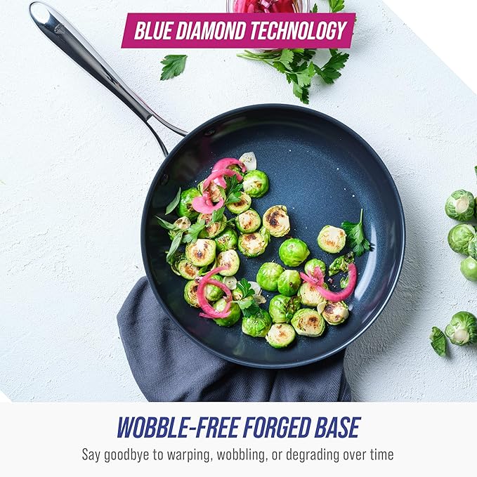 Blue Diamond Cookware Hard Anodized Ceramic Nonstick, 10" Frying Pan Skillet, PFAS-Free, Dishwasher Safe, Oven Safe, Grey