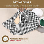 Native Fab Black Gingham Dish Towels 16"x26" Set of 12 - Cotton Mini Check Plaid Towels, Soft Absorbent Dishcloths with Hanging Loop, Kitchen Towel for Quick Drying - Black White
