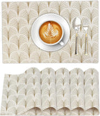 Ruvanti Placemats 100% Cotton 13 x 19 Inch, Dining Table Placemats Set of 6, Modern Place Mats for Dining Table Decor, Kitchen and Table Linens, Coffee Mat for Christmas Dinners - Luminous