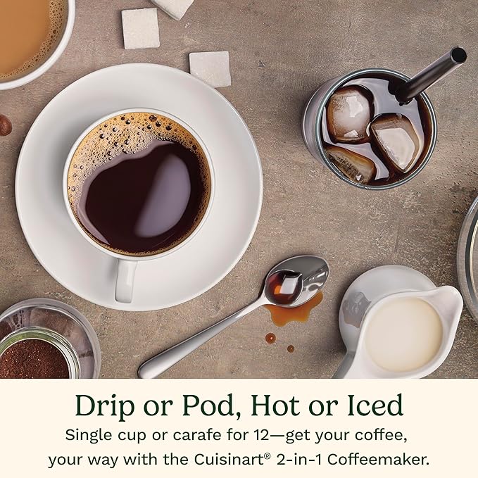 Cuisinart 12-Cup Coffee Maker, Single-Serve Brewer Glass Carafe, Automatic Hot & Iced Coffee Machine, Brew Strength Control and Brew Pause, SS-16, Stainless Steel