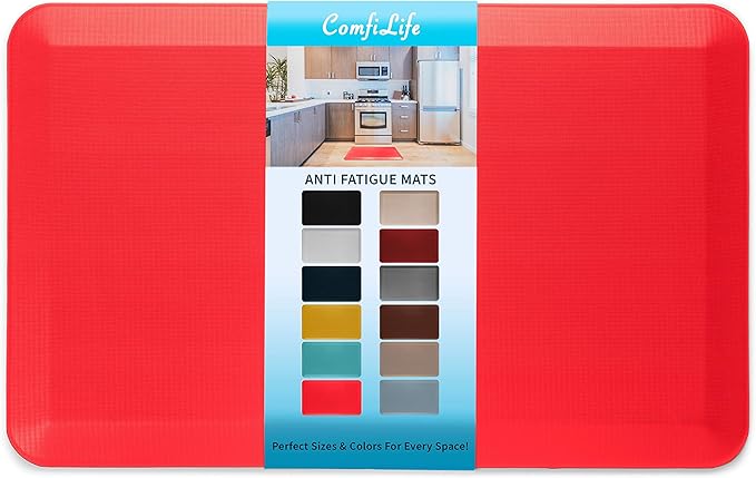 ComfiLife Anti Fatigue Floor Mat – 3/4 Inch Thick Kitchen Mats for Floor, Standing Desk Mat, Kitchen Rug – Comfort at Home, Office – Durable – Stain Resistant – Non-Slip (20" x 32", Scarlet Orange)