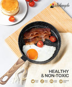 MICHELANGELO Small Frying Pan Nonstick - 6 Inch Single Egg Frying Pan, Mini Skillet with Stay-Cool Handle, Non-Toxic Omelette Pan, Black