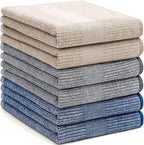 Homaxy Premium Kitchen Towels(18”x 28”, 6 Pack), Large Cotton Kitchen Hand Towels, Flat and Terry Dish Towels, 380 GSM Highly Absorbent Tea Towel Set with Hanging Loop, Multicolor