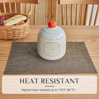 Softalker Faux Linen Placemats Set of 4-12 x 18 Inch, Heat Resistant Double Layered Durable Burlap Farmhouse Place Mats, Non-Slip Washable Rustic Table Mats for Dining, Kitchen, Party（Brown