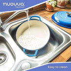 Cast Iron Dutch Oven with Lid – Non Stick Shallow Dutch Oven Pot, Oven Safe up to 500° F – Sturdy Cooking Pot – Enamelled Stockpot Cookware – Dark Blue, 3.7-Quart, 30cm – by Nuovva