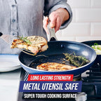 Blue Diamond 10" Nonstick Frying Pan Skillet, Diamond Infused PFAS & PTFE-Free Ceramic Pot, Dishwasher & Oven Safe, Stay Cool Handle, Durable Non Toxic Metal Utensil Safe, Egg & Omelet Pan, Blue