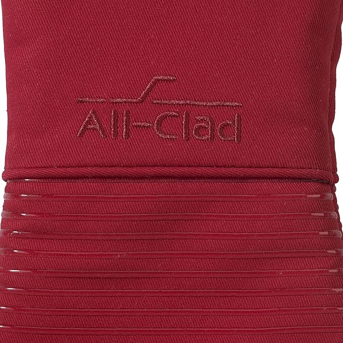 All Clad Silicone Oven Mitt: Heat Resistant up to 500 Degrees - 100% Cotton & Silicone, 14"x7" Oven Mitt for Kitchen and Barbeque, 1-Pack, Chili