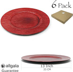 allgala 13-Inch 6-Pack Heavy Quality Round Charger Plates-Grain Red-HD80303