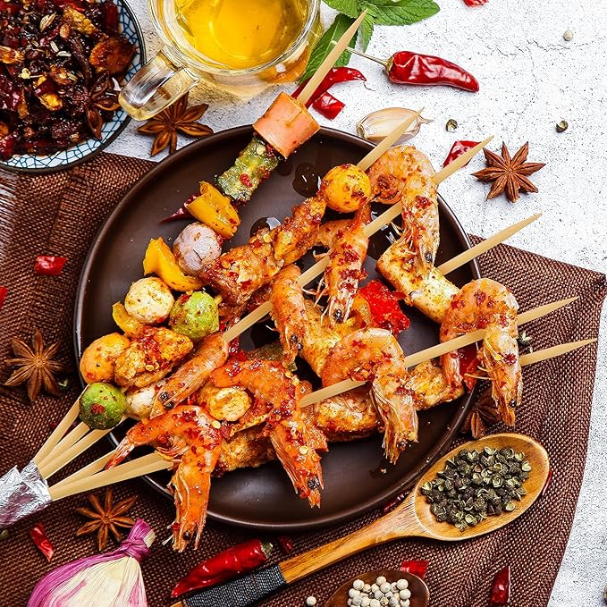 HANSGO Bamboo Skewers, Φ=5mm 12 Inch - Natural Wooden Skewers for Grilling, Appetizers, Fruit, Chocolate Fountain, Barbecue & Crafts, 70PCS