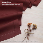 D'Moksha Homes Linen Dark Red Table Runner 48 Inches - Classic Hemstitch, 100% Pure Linen Coffee Table Runner 14 x 48 Inch Ideal for Dresser Tables - Summer, Fall and Halloween