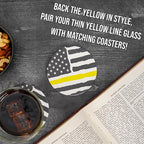 Blue Ridge Mountain Gifts - Thin Yellow Line Whiskey Glass - Personalized Dispatch Glass, 911 Dispatch Appreciation, Yellow Line Merch, First Responders Gift, Custom Barware, Thin Gold Line Flag