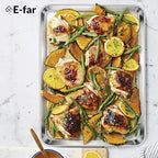 E-far Stainless Steel Baking Sheet, 16” x12” x 1” Baking Cookie Sheet Pan for Oven, Non-toxic Metal Trays for Baking Cake Cookie, Healthy & Rust Free, Mirror Finish & Dishwasher Safe, 1 Pack
