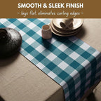 Native Fab Table Runner Buffalo Check Plaid 100% Cotton - 13x72 Inches Kitchen Dining Table Decoration for Indoor Outdoor Farmhouse Home Party Decor - Teal Green and White