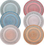 Vintage Crystal Colored Plates | Set of 6 Plates | Pastel Colors 10.6" Dinner & Charger Plate - Server, Charger, Server, Appetizer, Snack, Fruit, Housewarming Gift | Hand Wash Only | 100% FREE LEAD