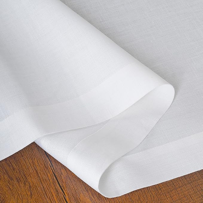 D'Moksha Homes Linen White Table Runner 144 Inches Long - 100% Pure Linen Extra Long Table Runner 14 x 144 Inch for Summer, Fall and Halloween - Machine Washable