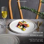 HaWare Stoneware Dinner Plates Set of 6, 10" Heavy Duty Ceramic Plate, Reactive Glaze Ripple Dinnerware for Home Restaurant, Chip and Scratch Resistant, Microwave and Dishwasher Safe, Speckled White