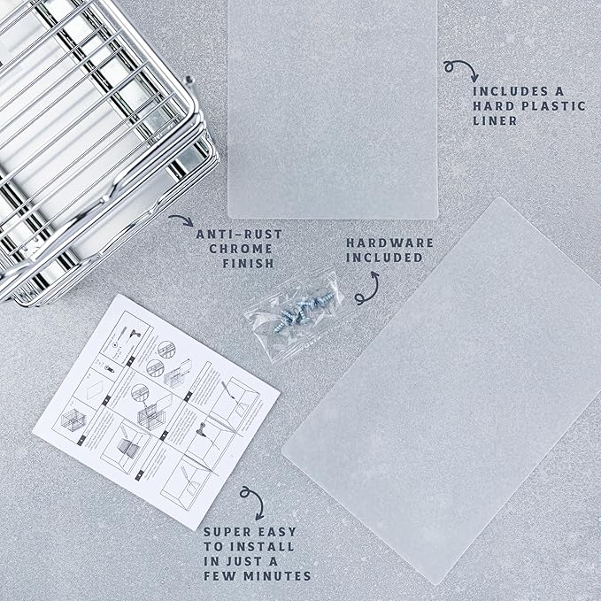 Pull Out Cabinet Organizer for Spices, Cans - Heavy Duty with Lifetime Limited Warranty- Pull Out Spice Rack- Cabinet Pull Out Shelf for Cans,Dishes, Etc, 6.-1/2"W x 10-3/8"D x 8-7/8"H, Chrome