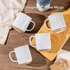 GBHOME Large Coffee Mugs Set of 4, 16oz Handmade Stoneware Coffee Mugs Set with Large Handle for Cappuccino/Latte/Tea/Hot Cocoa, Dishwasher & Microwave Safe, Off White