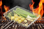 Grill Basket Extra Large,Grill Accessories for Outdoor Grill,Grilling Gifts for Men,Fish Grill Basket, Shrimp Vegetable, Veggie, Barbecue BBQ Rack, Camping Cooking, Unique Detachable Handle