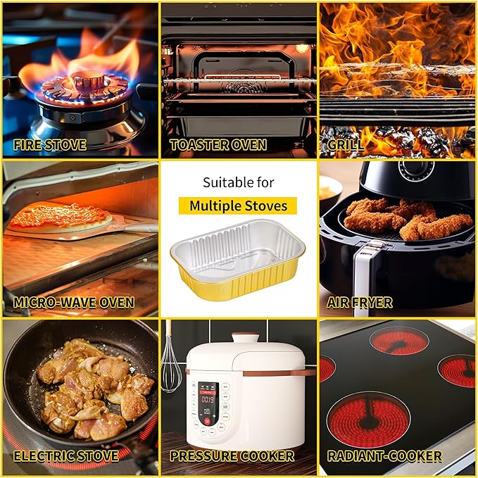 40 Pack 1.5 LB 7.2"×5"×1.8" Aluminum Pans with Lids Heavy Duty, 24 Ounce Disposable Tin Foil Food Containers with Lids for Baking, Meal Prep, Freezer, Heating and Takeout