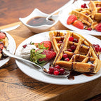 Moss & Stone Belgian Waffle Maker, Electric Waffle Machine, Flips & Non-Stick Grids,Temperature Control, Round Waffle (Black)