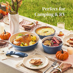 Redchef Ceramic Cookware Set, Removable Handle Pots and Pans Non-Stick, Rv Cookware Set, Non-Toxic Pots and Pans Set No PFAS, PTFE, PFOA, Detachable Pots and Pans, Dishwasher & Oven Safe(Blue)