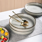 GBHOME 9'' Large Ceramic Pasta Bowls, 32oz Stoneware Pasta Serving Bowls Set of 4 for Kitchen, Wide Bowls for Fruit,Pasta,Salad,Oatmeal,Meal, Microwave Safe, Reactive Glaze-Green Wheat