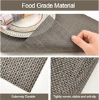 Placemats Set of 4 - Easy Clean Washable Vinyl Placemats - Wipeable Heat Resistant Table Mats for Dining Table - 17.7x11.8 Inch (4, Mint Gray)