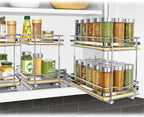 LYNK PROFESSIONAL® Élite™ Pull Out Spice Rack Organizer for Inside Kitchen Cabinets - 6-1/4 inch Wide - Slide Out Drawer – Wood/Chrome Sliding Spice Cabinet Organization Shelf Racks - 2 Tier