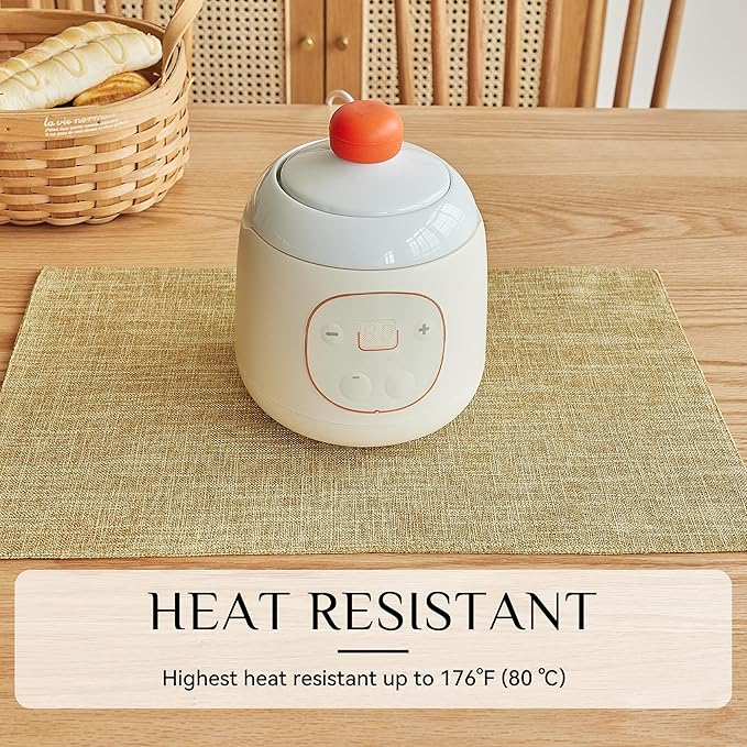 Softalker Faux Linen Placemats Set of 12-12 x 18 Inch, Heat Resistant Double Layered Durable Burlap Farmhouse Place Mats, Non-Slip Washable Rustic Table Mats for Dining, Kitchen, Party（Khaki