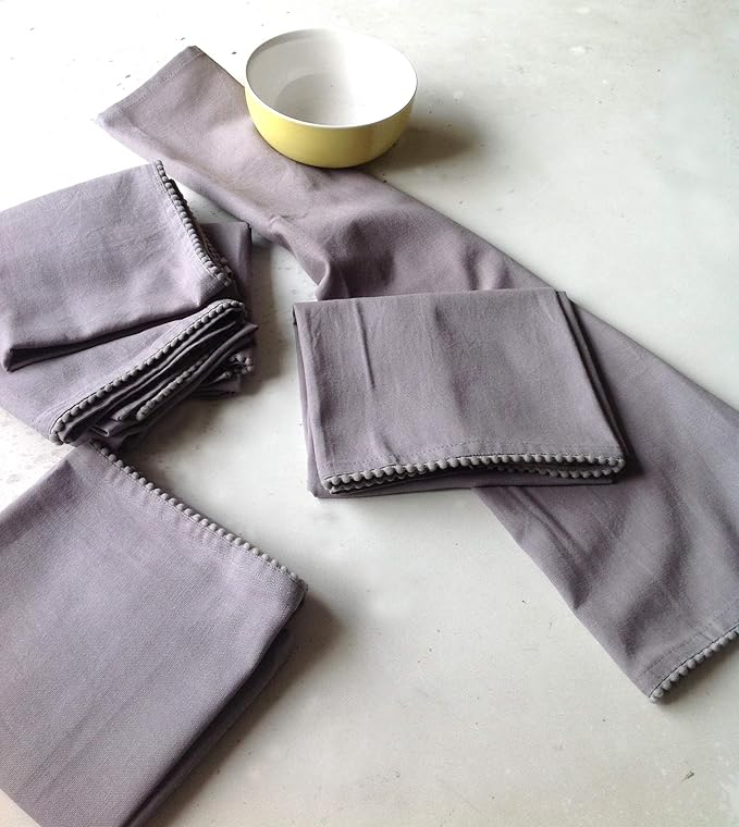 Hand Towels 100% Cotton Solid Kitchen Dish Cloths 18"x 28", Grey, Pack of 6 Decor Kitchen Hand Towel Reusuable Dish Towel for Cleaning & Drying Tea Towels Set with Hanging Loop