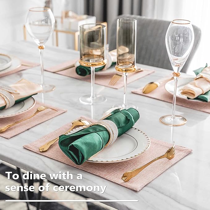 Home Brilliant Placemats Set of 6 Pink Apricot Table Place Mats for Women Wedding Decoration Blush Placemats Washable Place Mats for Dining Kitchen Restaurant Table, Pink