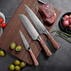 YOTSUBA Kitchen Knives Set, 3 Piece Chef Knife Set, Sharp High Carbon Stainless Steel Forged Blade Professional Kitchen Knife Set with Ergonomic Handle, Chef Knives Set for kitchen with Gift Box