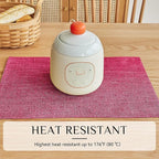 Softalker Faux Linen Placemats Set of 12-12 x 18 Inch, Heat Resistant Double Layered Durable Burlap Farmhouse Place Mats, Non-Slip Washable Rustic Table Mats for Dining, Kitchen, Party（Pink