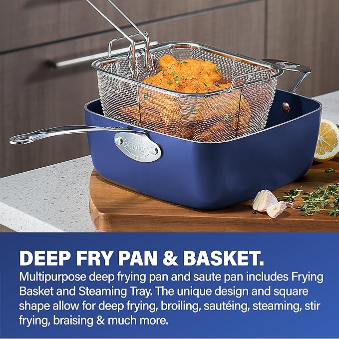 Granitestone Ceraluxe 20Pcs Ceramic Cookware Set Nonstick, Complete Pots and Pans Set Non Stick with 5 Pc Bakeware Set, Deep Frying Pan Set, & Steamer, Non Toxic PFOA Free, Oven & Dishwasher Safe