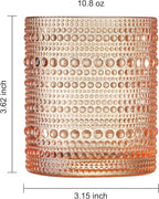 Hobnail Beaded Highball Drinking Tumbler Glasses | Set of 6 | Color, Vintage Bubble Design Whiskey Glassware, Old-Fashioned, Embossed Design for Water, Wine, Cocktail Embossed Heavy Glas, Rocks Glass
