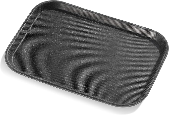New Star Foodservice 24852 Restaurant Grade Non-Slip Tray, Plastic, Rubber Lined, Rectangular, 10-Inch x 14-Inch, Black